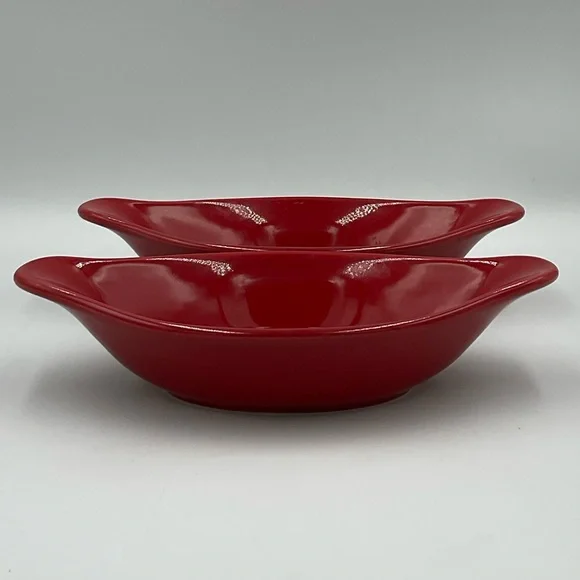 Pfaltzgraff Red Glazed Baked Potato Dishes - Set of 2 - Picture 2 of 7